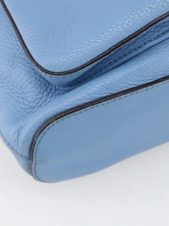 GUCCI Bamboo Backpack Leather Light Blue Silver 370833 Auth BA9273V main image 6